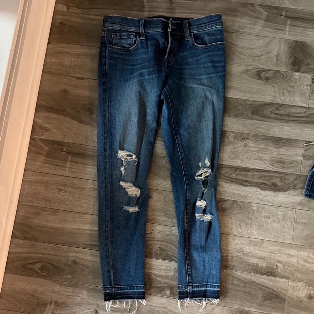 J Brand Dark Blue Distressed Skinny Jeans